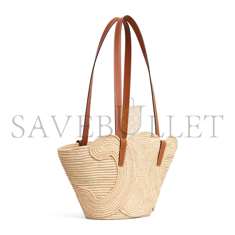 Ce**e classic panier small braided triomphe in raffia and calfskin 117022fwb.04lu (42*21.5*12cm)